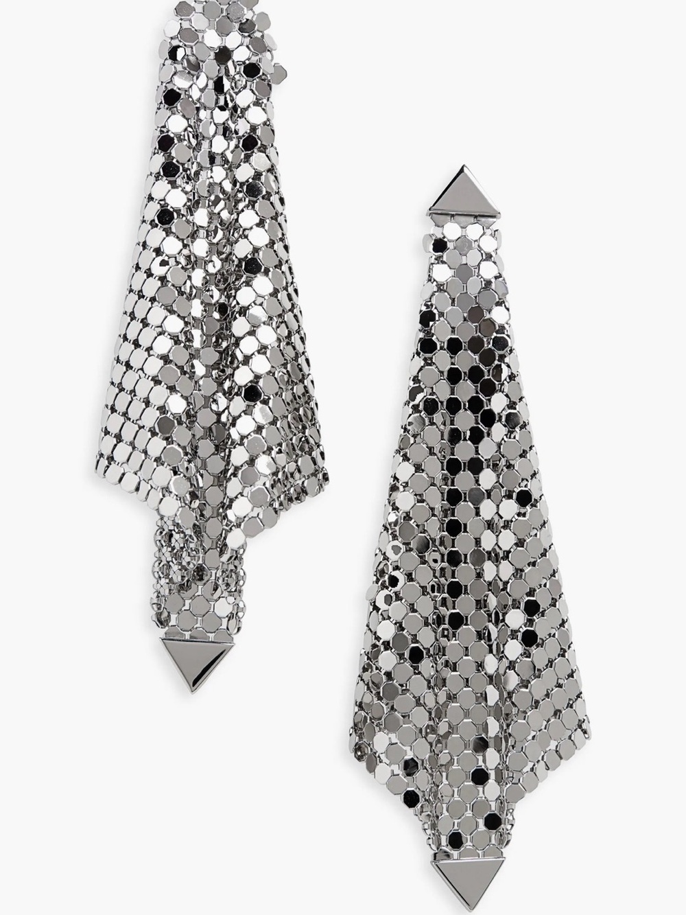 Paco Rabanne Silver Mesh Dangle Earrings - Picture 2 of 10
